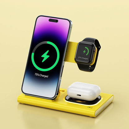 Transform Your Space with the 3-in-1 15W Wireless Charging Station: Magnetic Desktop Night Light & iWatch Fast Charging Stand - Perfect Gift with Customization Options!