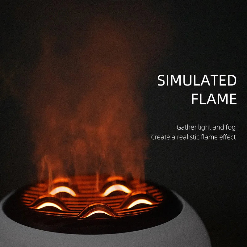 New Creative Simulated Flame Aroma Diffuser 7 Color Changing Atmosphere Light Ultrasonic Quiet Humidifier Essential Oil Diffuser