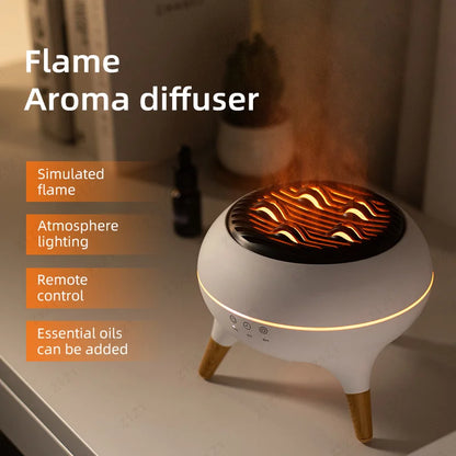 New Creative Simulated Flame Aroma Diffuser 7 Color Changing Atmosphere Light Ultrasonic Quiet Humidifier Essential Oil Diffuser