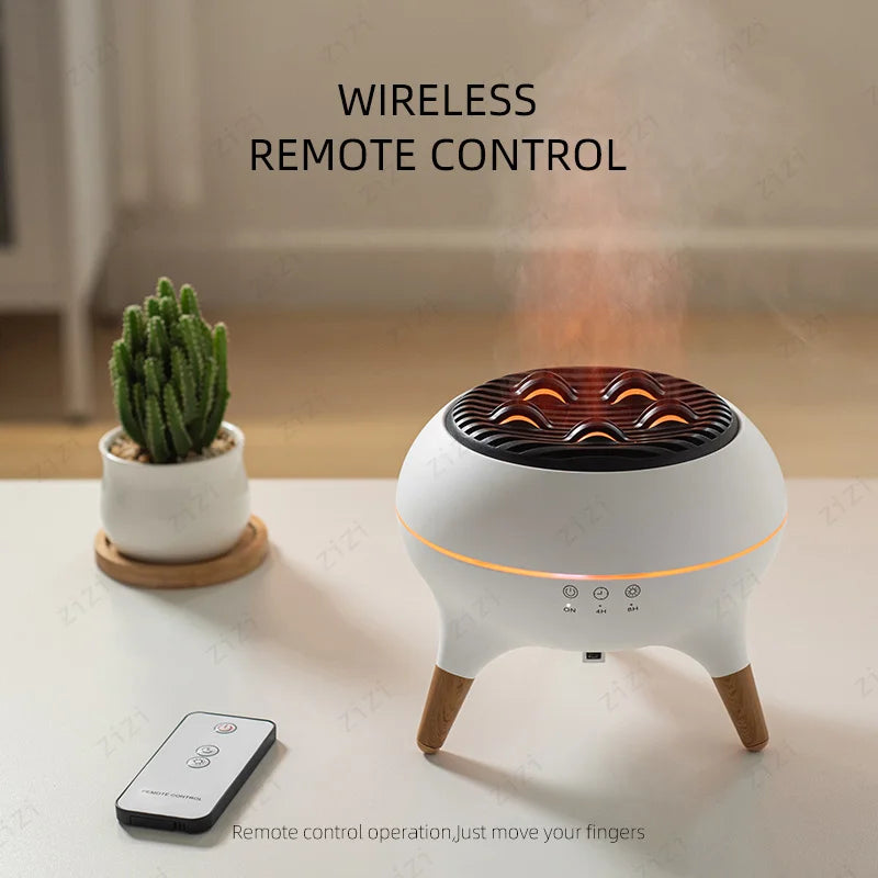 New Creative Simulated Flame Aroma Diffuser 7 Color Changing Atmosphere Light Ultrasonic Quiet Humidifier Essential Oil Diffuser