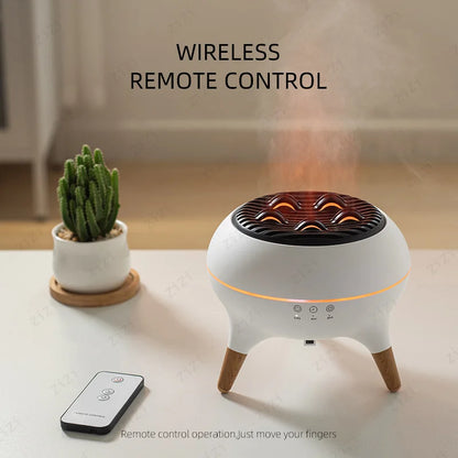New Creative Simulated Flame Aroma Diffuser 7 Color Changing Atmosphere Light Ultrasonic Quiet Humidifier Essential Oil Diffuser