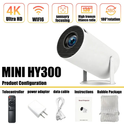 HY300 Mini Smart Projector – Portable Android Home Theater with WiFi & Bluetooth