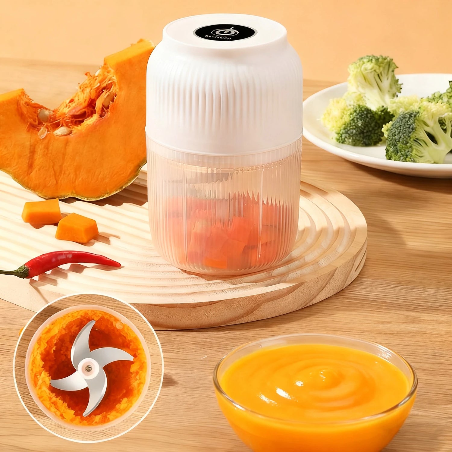 320ml Electric Mini Garlic Chopper – USB Rechargeable Food Grinder for Garlic, Ginger & Vegetables