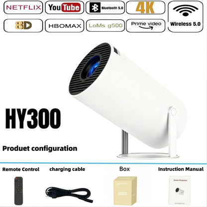 HY300 Mini Smart Projector – Portable Android Home Theater with WiFi & Bluetooth