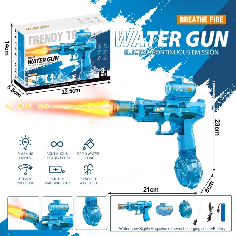 Led Light Emitting Electric Water Gun Toys Children Automatic Sensor Lights Water Pistol Summer Outdoor Beach Pool Toy for Kids