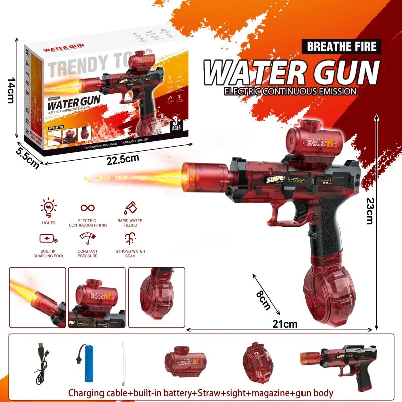 Led Light Emitting Electric Water Gun Toys Children Automatic Sensor Lights Water Pistol Summer Outdoor Beach Pool Toy for Kids