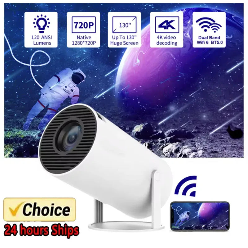 HY300 Mini Smart Projector – Portable Android Home Theater with WiFi & Bluetooth